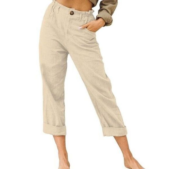 UDEAR Apricot Stretch Waist Straight Leg Pants Size L - Picture 1 of 1